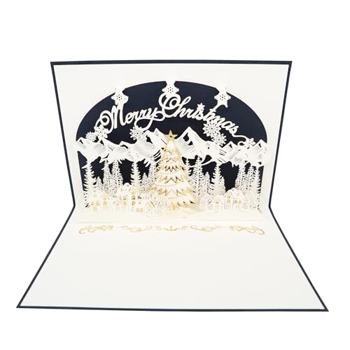 日本 製 立体 クリスマス カード 山並み リーフ ワーク カンパニー ポップアップカード 封筒付き メッセージカード 3D おしゃれ お祝い グリーティング 大人 向け ハンドメイド 手作り セット プレゼント おしゃれ 金箔加工 ポップアップ ミニ 高級