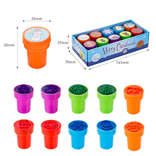 Kesote クリスマス スタンプ 景品 おもちゃ 10個入り 印鑑 はんこ クリスマス飾り 子供 プレゼント クリスマスツリー ギフト 雪の結晶 サンタクロース 雪だるま トナカイ 手帳 スケジュール 印鑑 判子