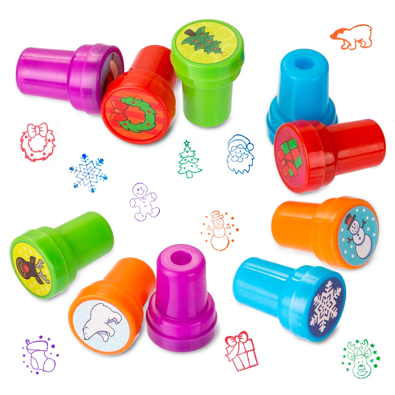 Kesote クリスマス スタンプ 景品 おもちゃ 10個入り 印鑑 はんこ クリスマス飾り 子供 プレゼント クリスマスツリー ギフト 雪の結晶 サンタクロース 雪だるま トナカイ 手帳 スケジュール 印鑑 判子